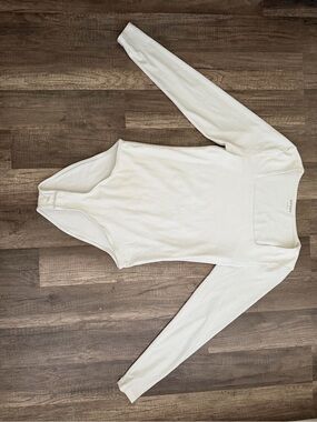 Long Sleeve Square Neck Bodysuit - White